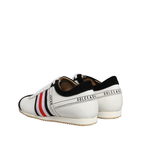 Dolce & Gabbana Black White Leather Suede Low Top Sneakers Shoes