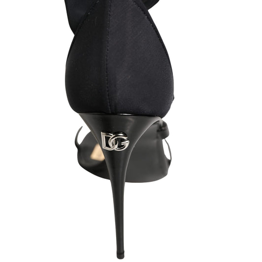Dolce & Gabbana Stiletto Sandals Socks Knee High Boots Black