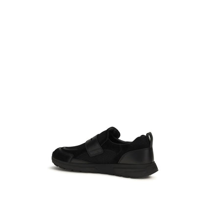 Prada Black Calf Leather Bos Taurus Athletic Sneakers