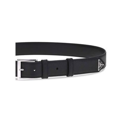 Prada Black Calf Leather Bos Taurus Regular Belt