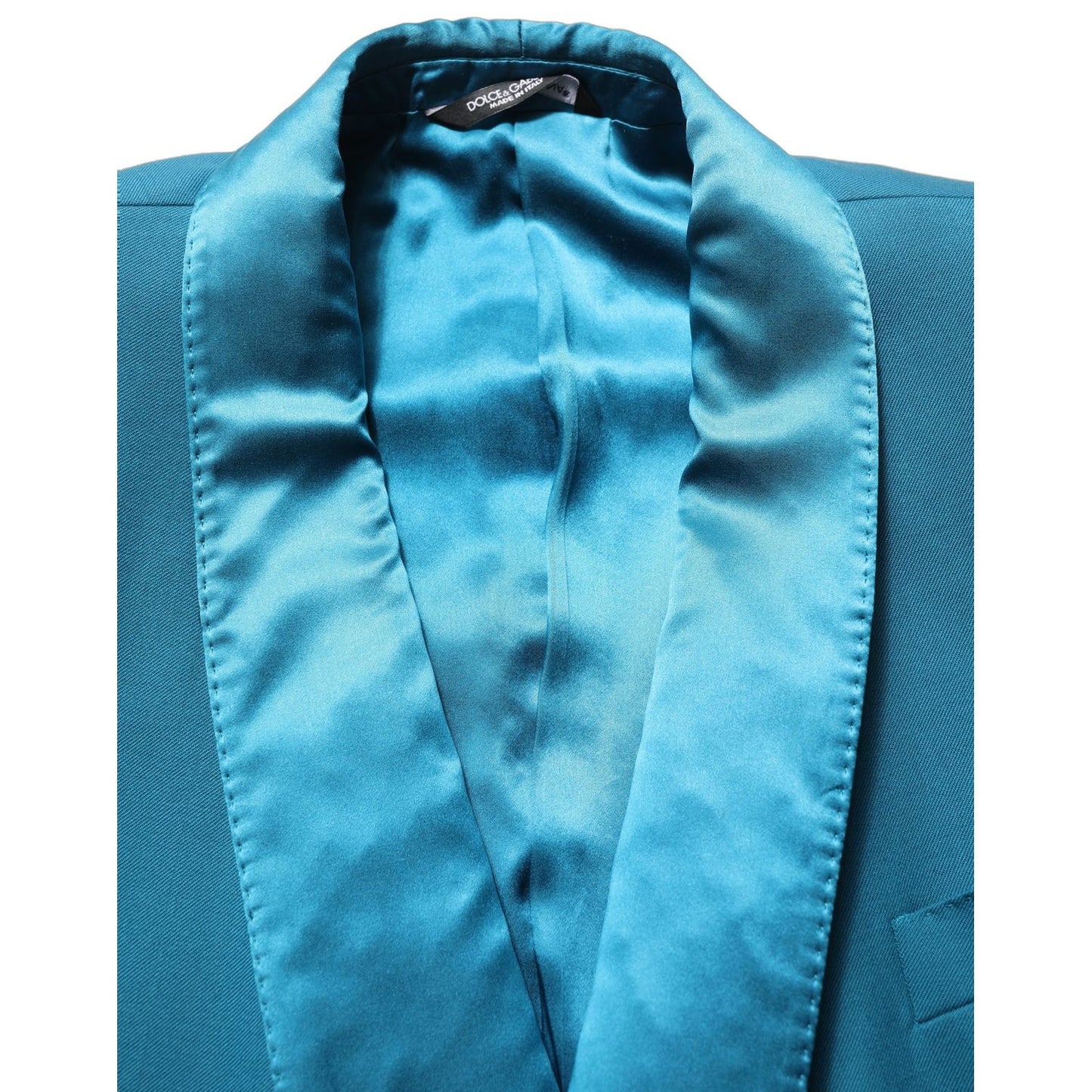 Dolce & Gabbana Teal Wool Double Breasted Formal Coat Blazer