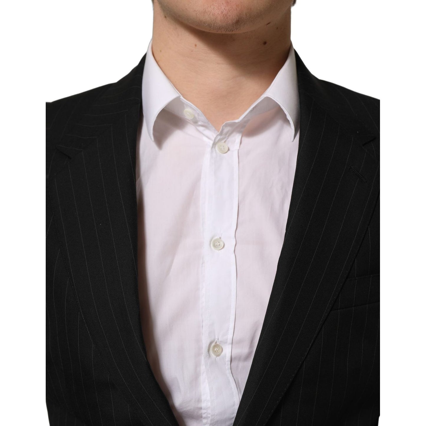Dolce & Gabbana Black Stripes Wool Single Breasted Blazer