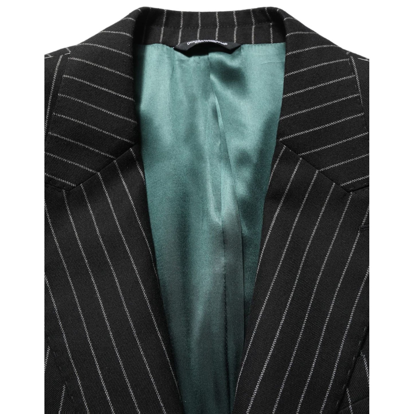 Dolce & Gabbana Dark Gray Stripes Wool Single Breasted Blazer
