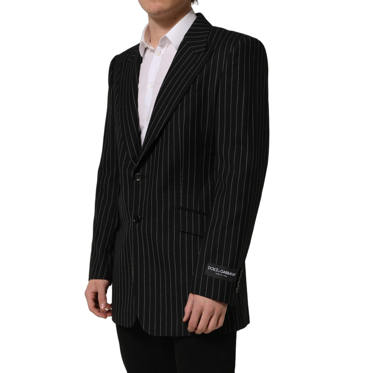 Dolce & Gabbana Dark Gray Stripes Wool Single Breasted Blazer