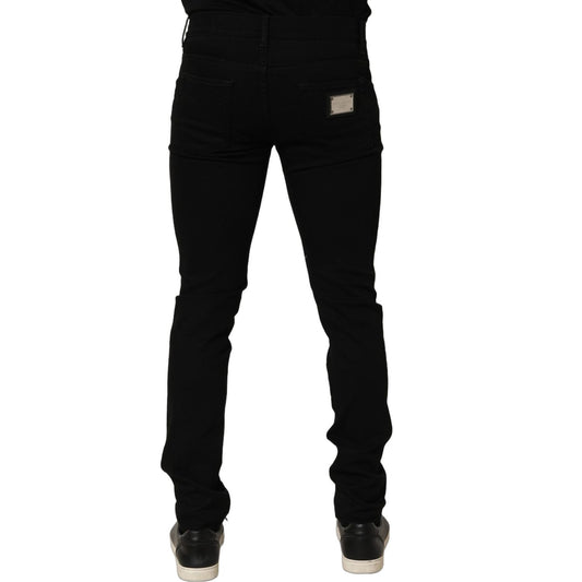 Dolce & Gabbana Black Embellished Cotton Skinny Denim Jeans