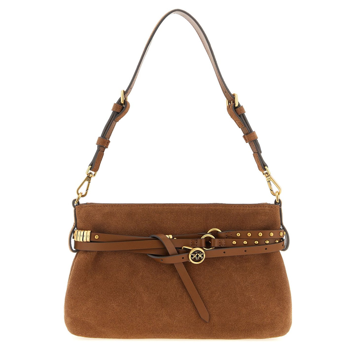 PINKO Brown Lamb Leather Shoulder Bag