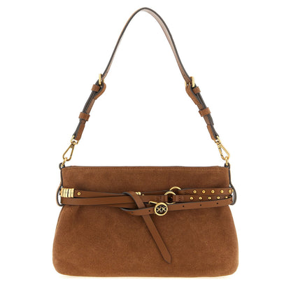 PINKO Brown Lamb Leather Shoulder Bag