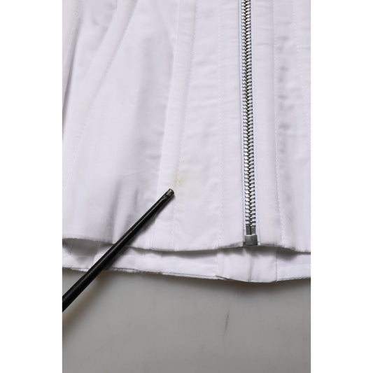 Dolce & Gabbana White Brown Cotton Sleeveless Corset Top