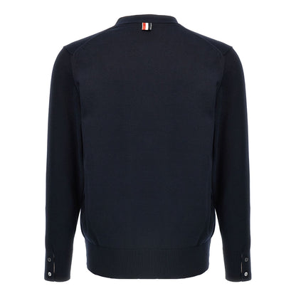 Thom Browne Blue Cotton Cardigan