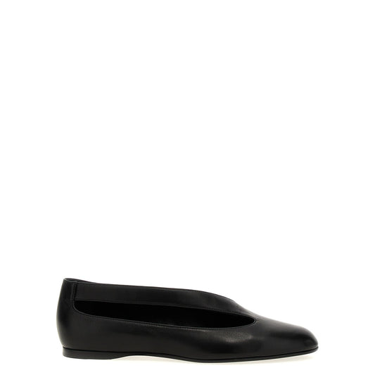 Khaite Black Lamb Leather Ballet Flats