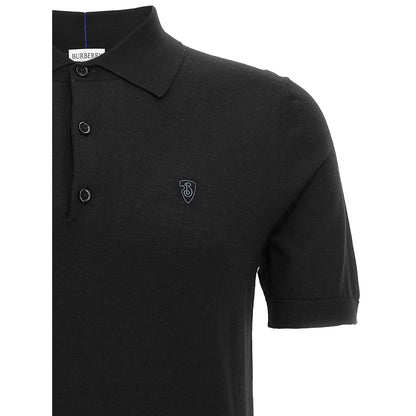 Burberry Black Wool Polo Shirt