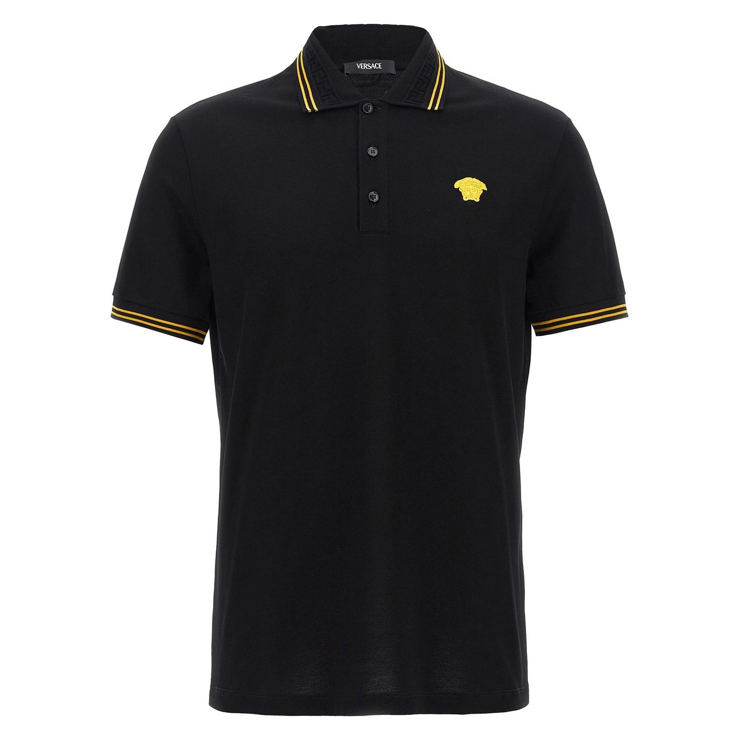 Versace Black Cotton Polo Shirt