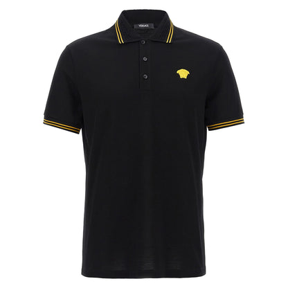 Versace Black Cotton Polo Shirt