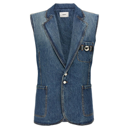 Coperni Blue Cotton Sleeveless Jacket