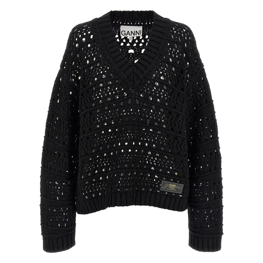 Ganni Black Cotton Cardigan
