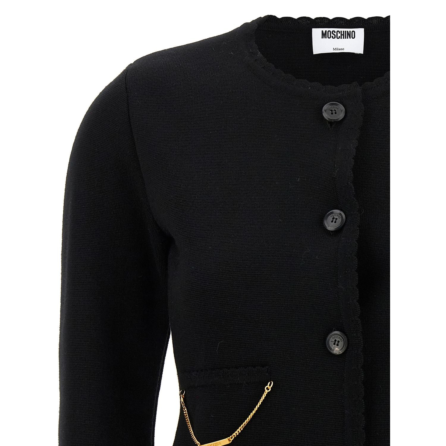 Moschino Black Virgin Wool Cardigan