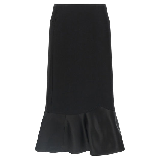 Fendi Black Virgin Wool Midi Skirt