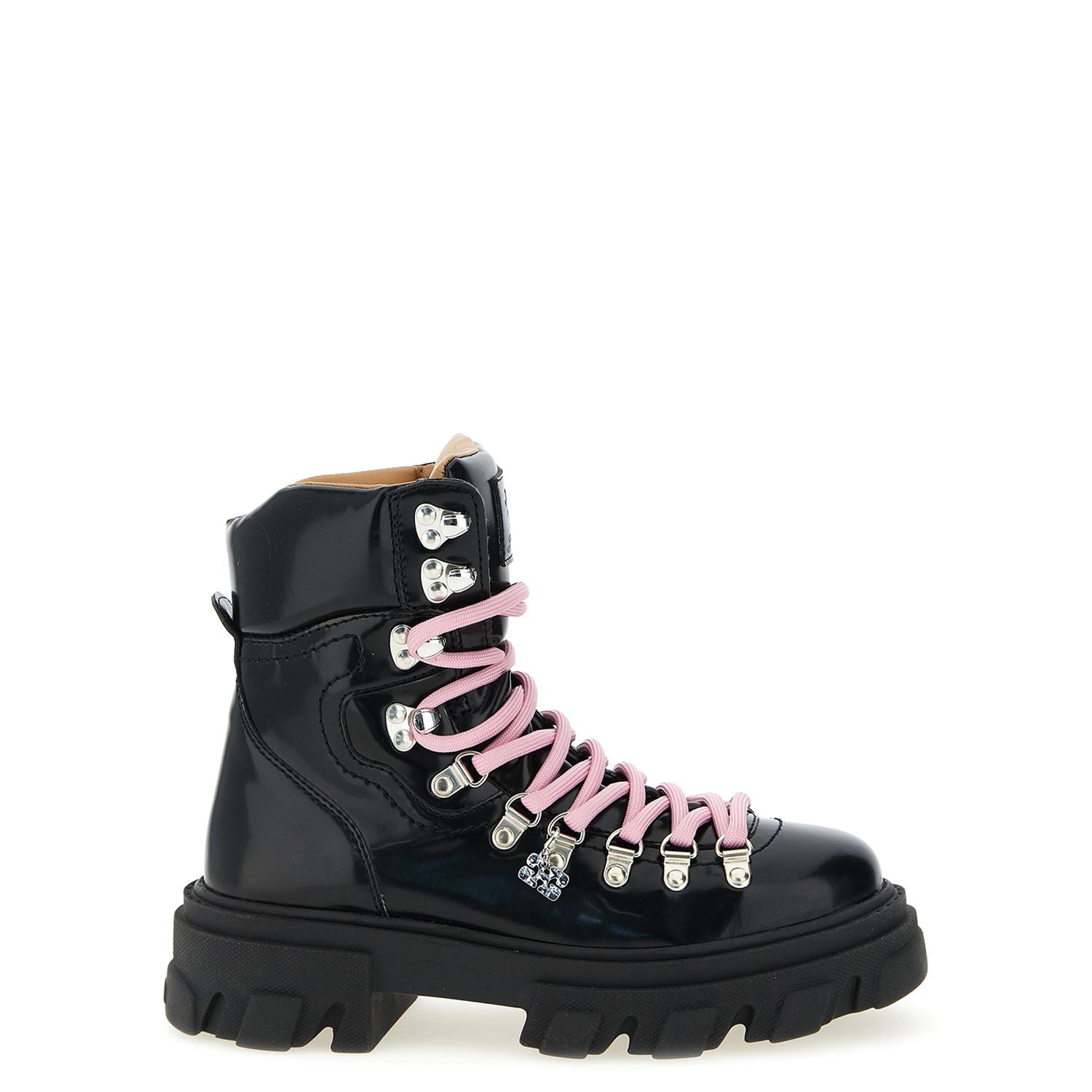 Ganni Black Polyester Lace-Up Boots
