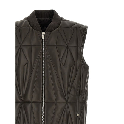 Rick Owens Brown Lamb Leather Sleeveless Jacket