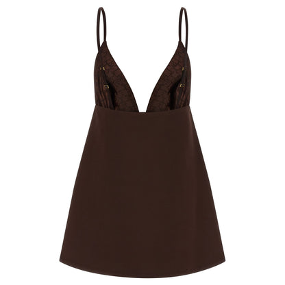 Elisabetta Franchi Brown Polyester Short Dress