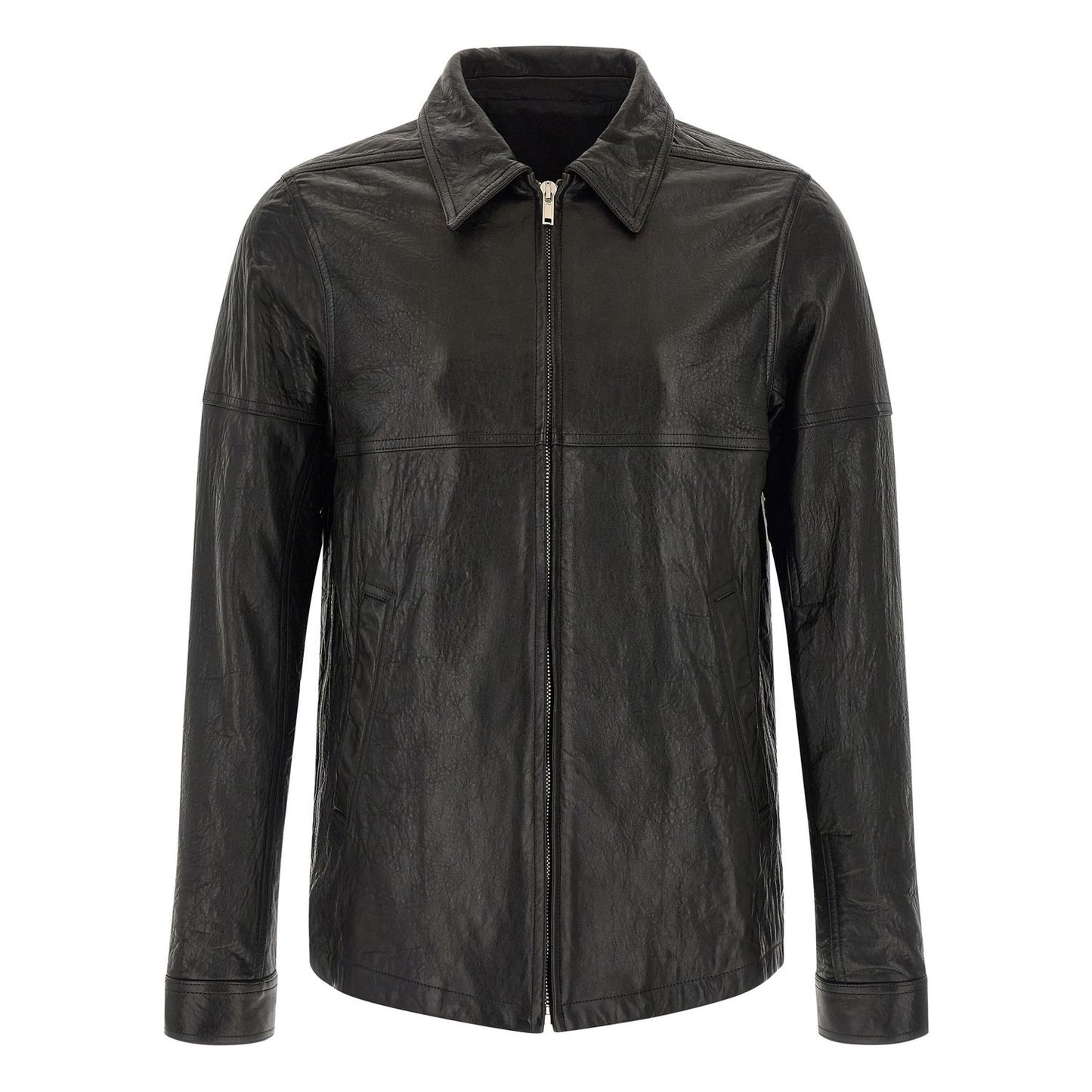 Rick Owens Black Lamb Leather Leather Jacket