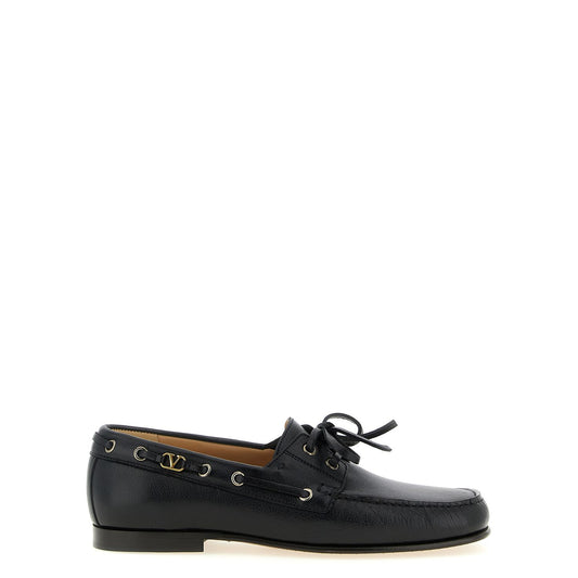 Valentino Garavani Black Buffalo Leather Slip-On Loafers