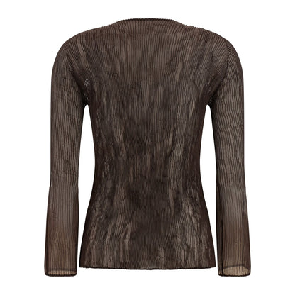 Issey Miyake Brown Polyester Blouse