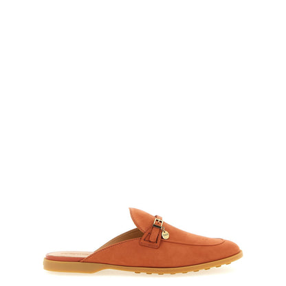 Tod's Orange Calfskin Mules