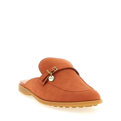 Tod's Orange Calfskin Mules