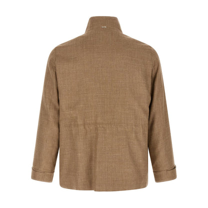 Herno Beige Wool Full-Length Jacket