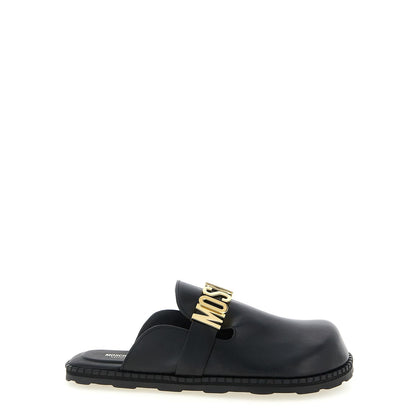 Moschino Black Calfskin Clogs