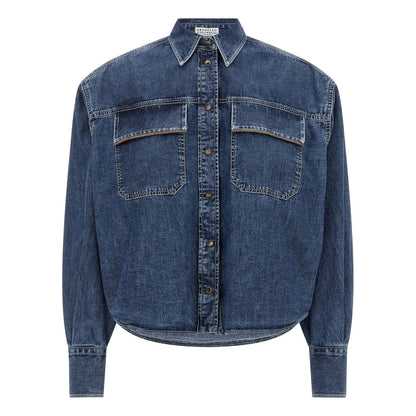 Brunello Cucinelli Blue Cotton Blouse