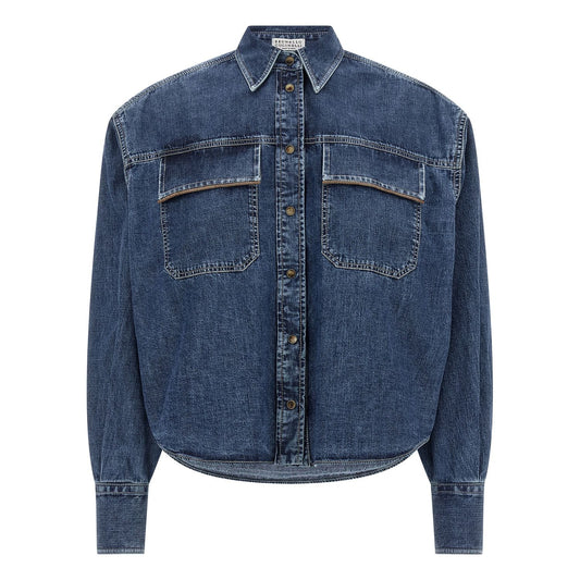 Brunello Cucinelli Blue Cotton Blouse