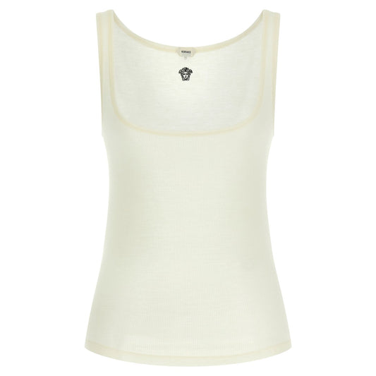 Versace White Virgin Wool Sleeveles T-Shirt