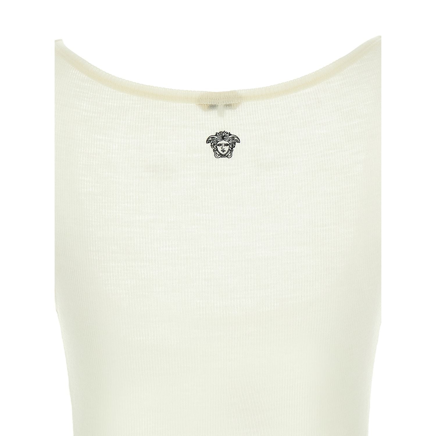 Versace White Virgin Wool Sleeveles T-Shirt