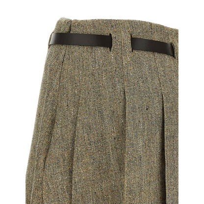 Ferragamo Multicolor Linen Long Skirt