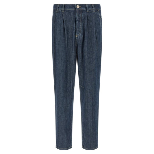Brunello Cucinelli Blue Cotton Straight-Leg Jeans