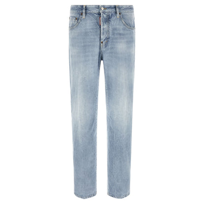 Dsquared² Blue Cotton Straight-Leg Jeans