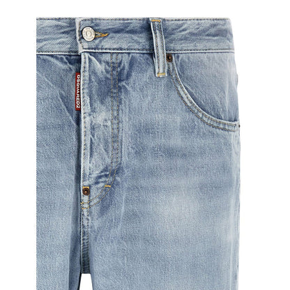 Dsquared² Blue Cotton Straight-Leg Jeans