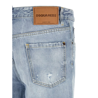 Dsquared² Blue Cotton Straight-Leg Jeans