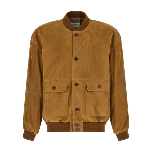 Saint Laurent Brown Lamb Leather Leather Jacket