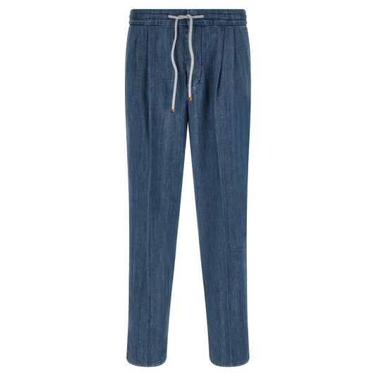 Brunello Cucinelli Blue Cotton Relaxed Fit Jeans
