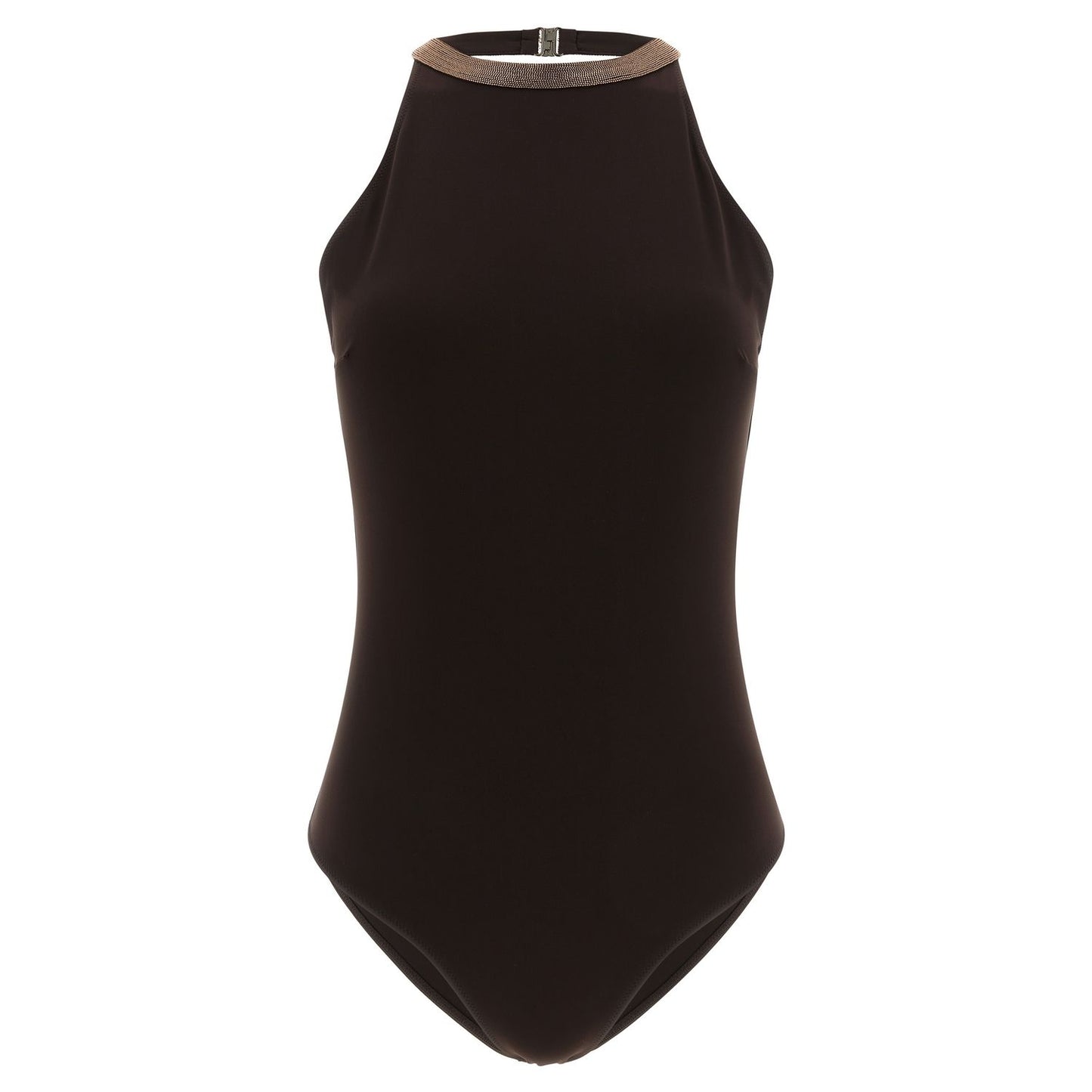 Brunello Cucinelli Brown Polyamide One-Piece Swimsuit