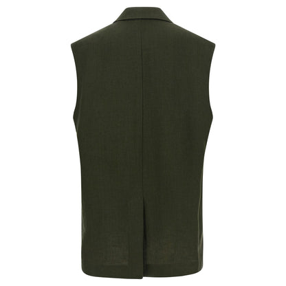 Max Mara Bicolor Linen Sleeveless Jacket