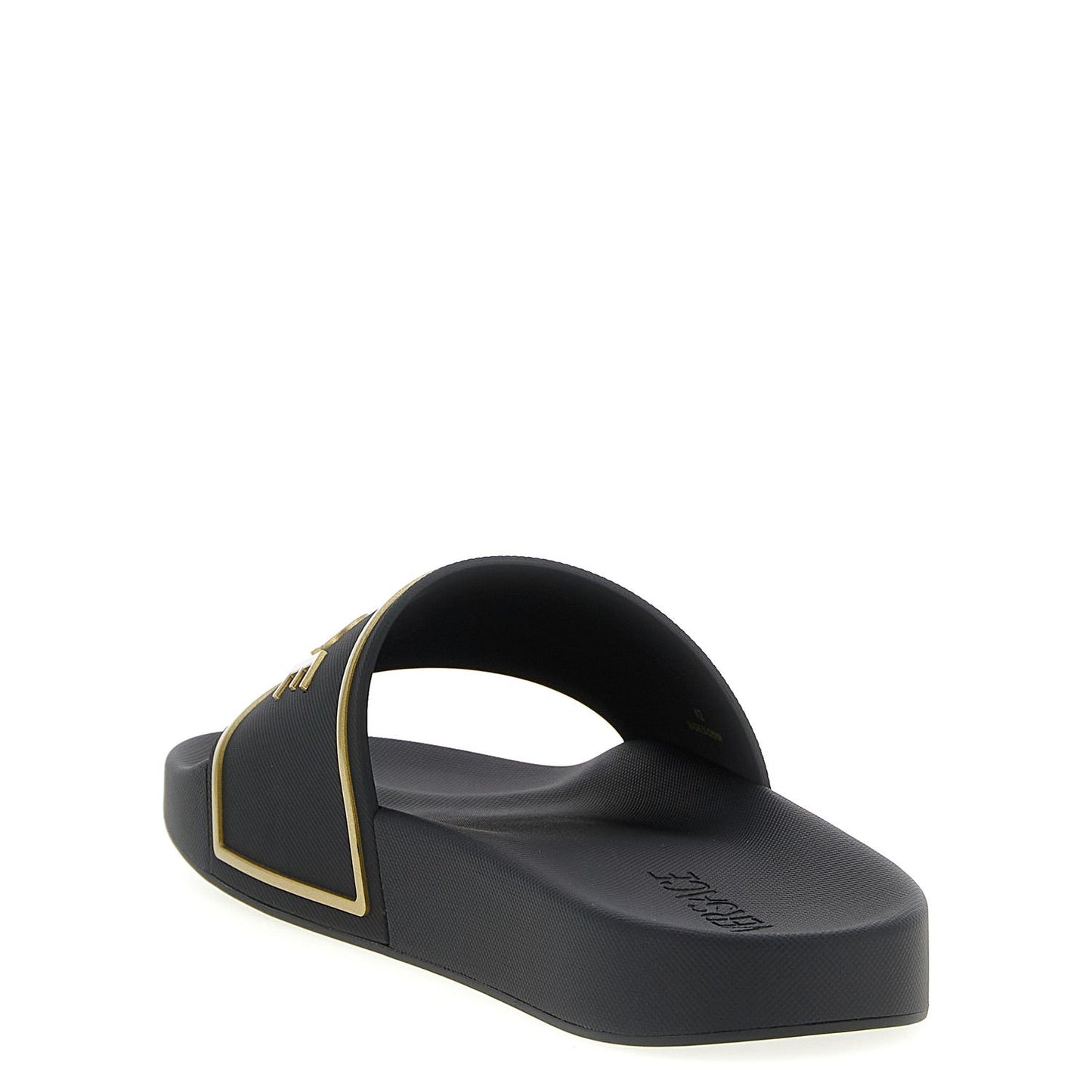 Versace Black Polyurethane Slides