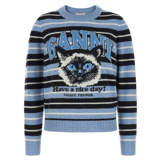 Ganni Blue Wool Cardigan