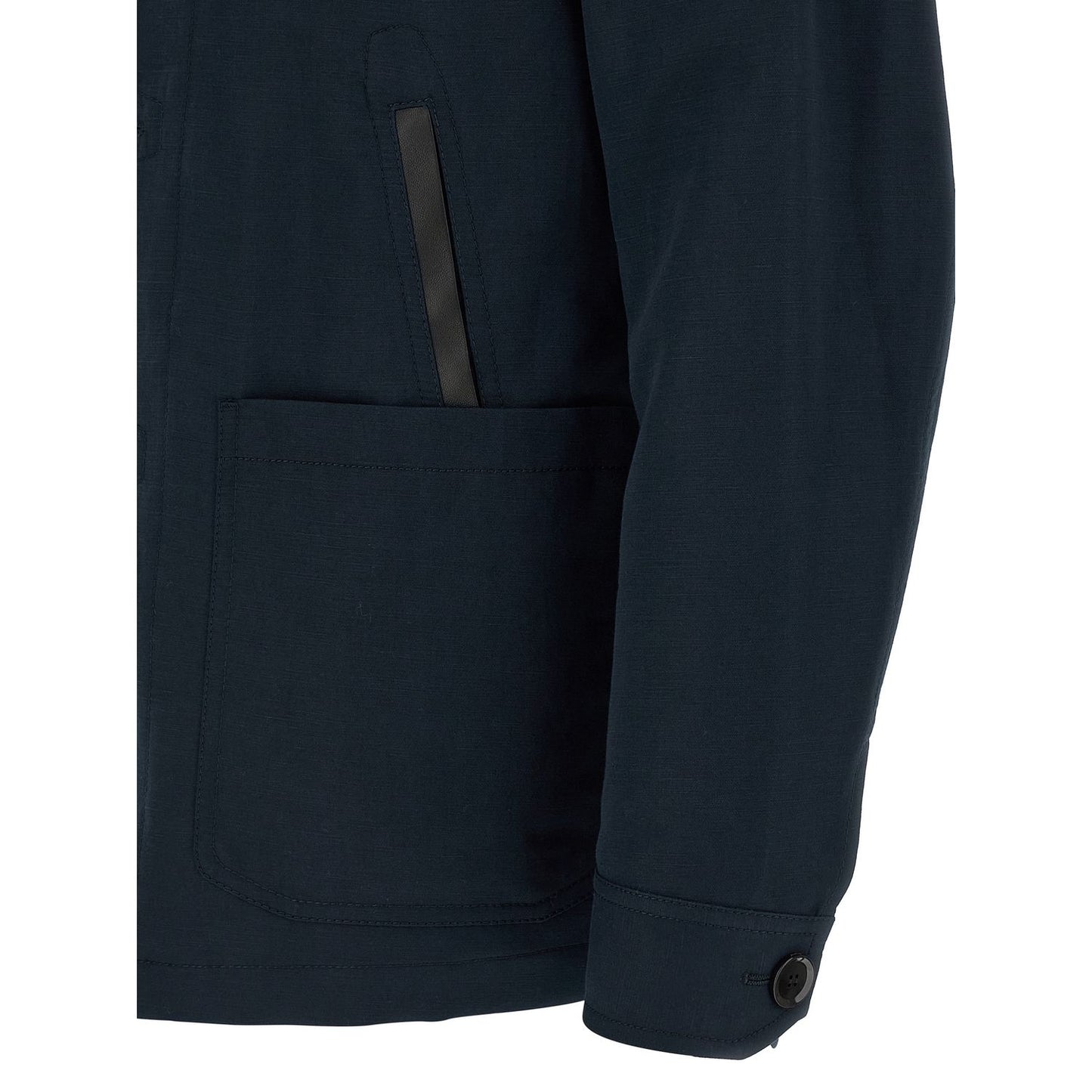 Brioni Blue Linen Full-Length Jacket