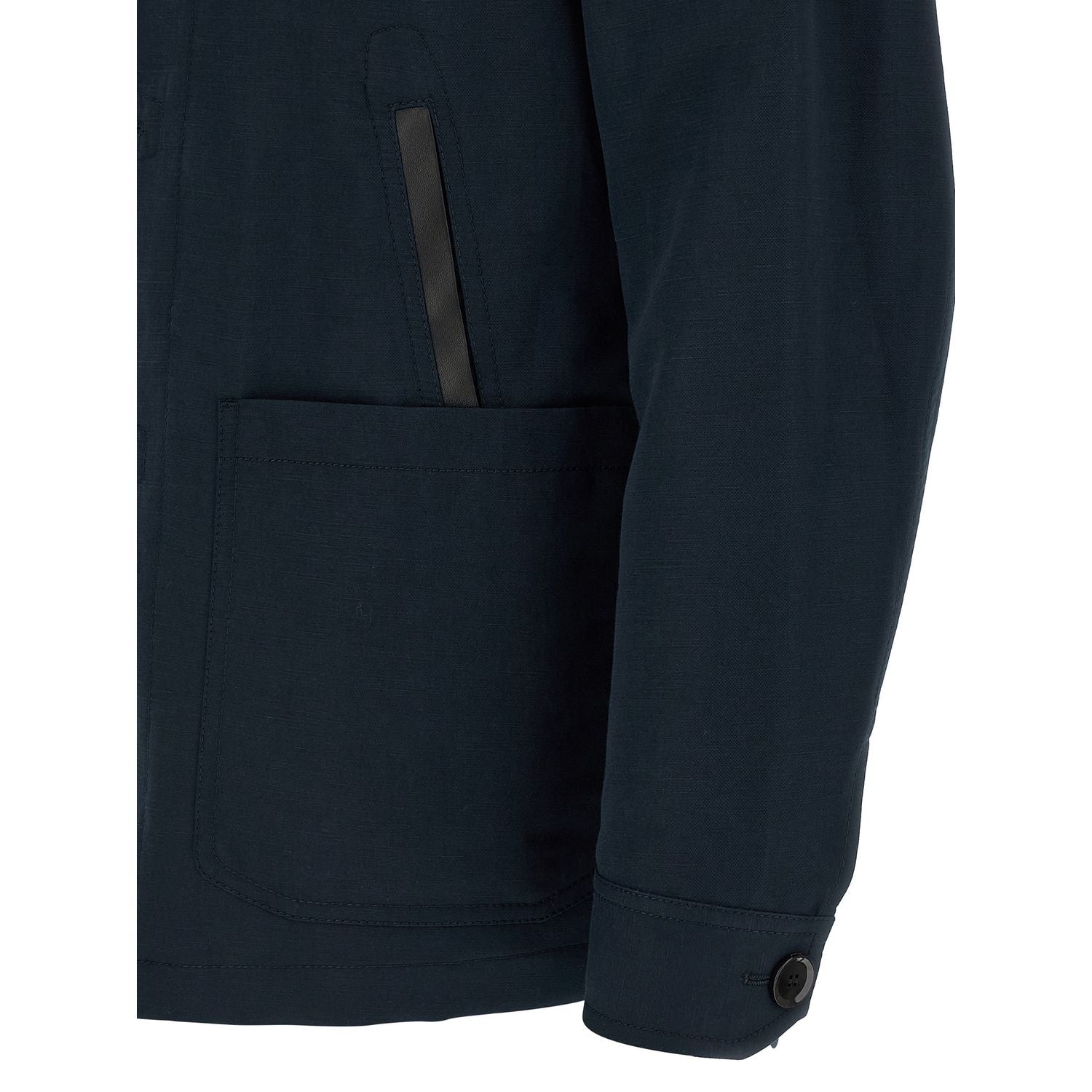 Brioni Blue Linen Full-Length Jacket