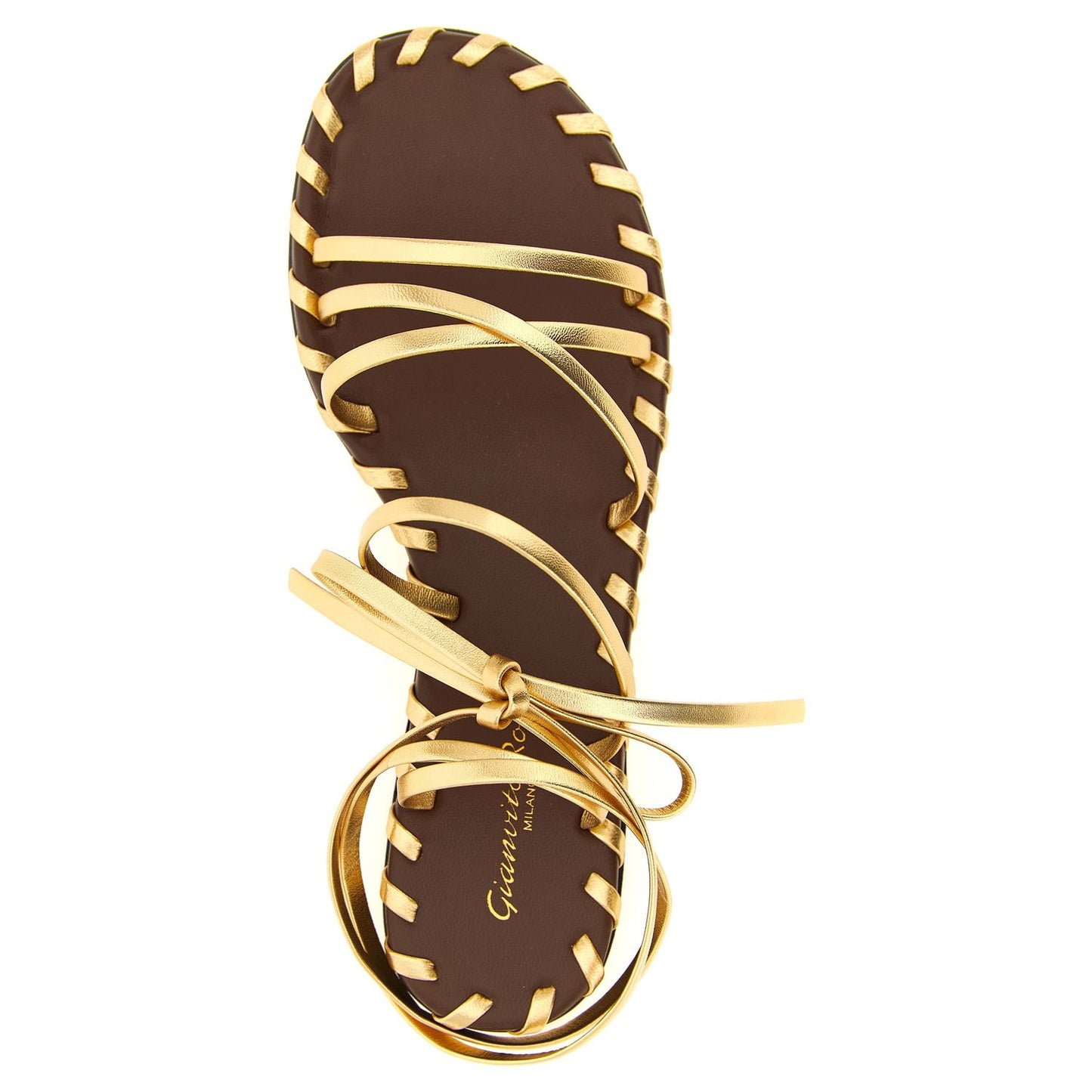 Gianvito Rossi Gold Lamb Leather Flat Sandals