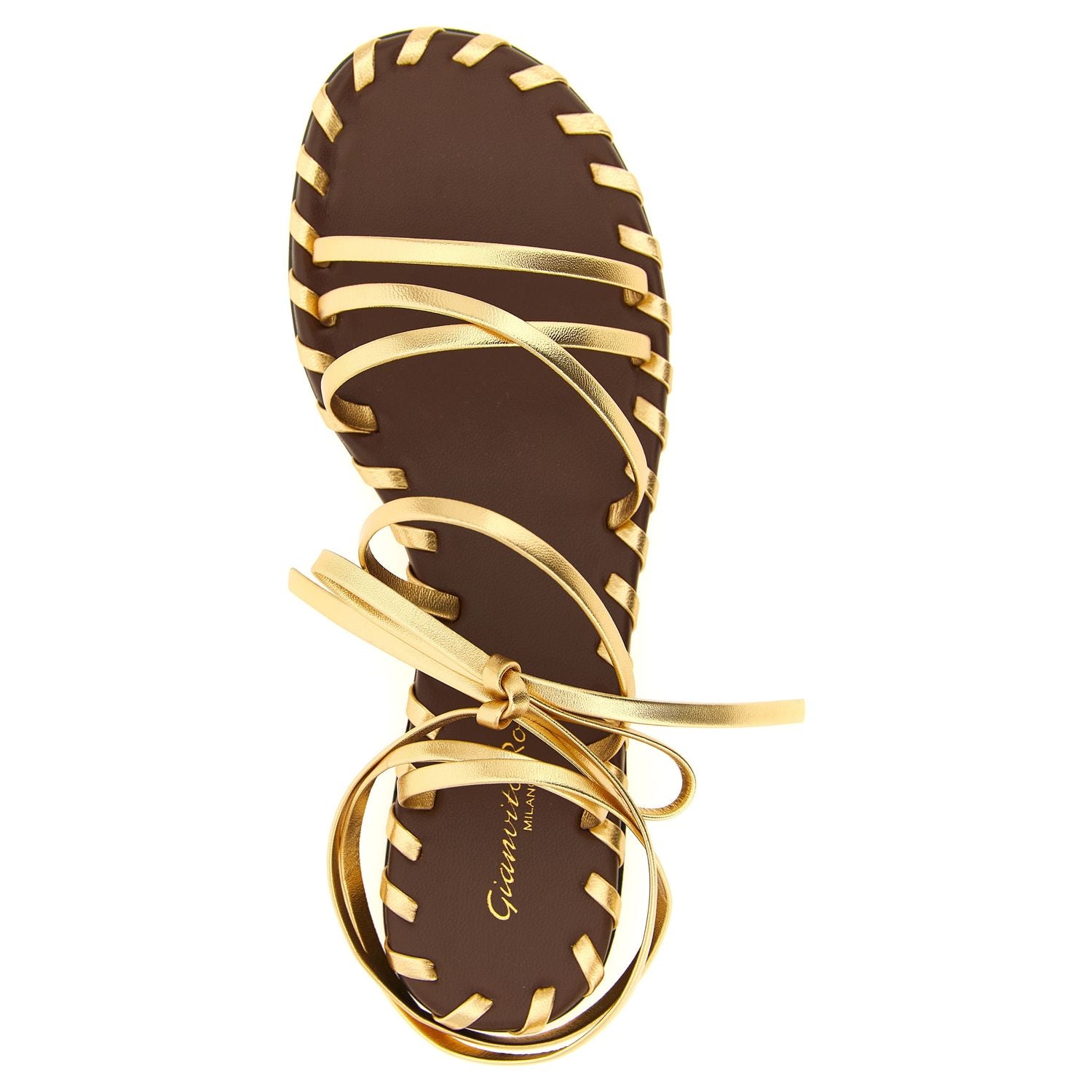 Gianvito Rossi Gold Lamb Leather Flat Sandals